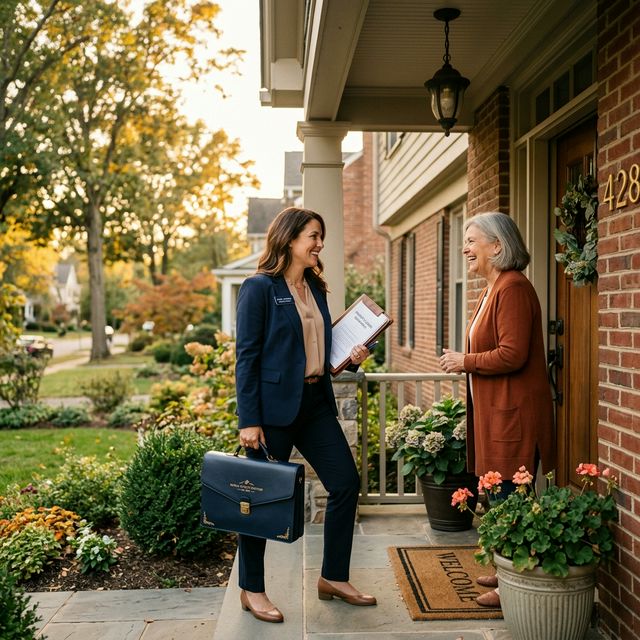 Mobile notary visiting a client at their home